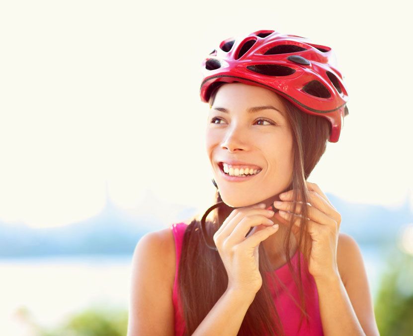 Person Fastening Helmet